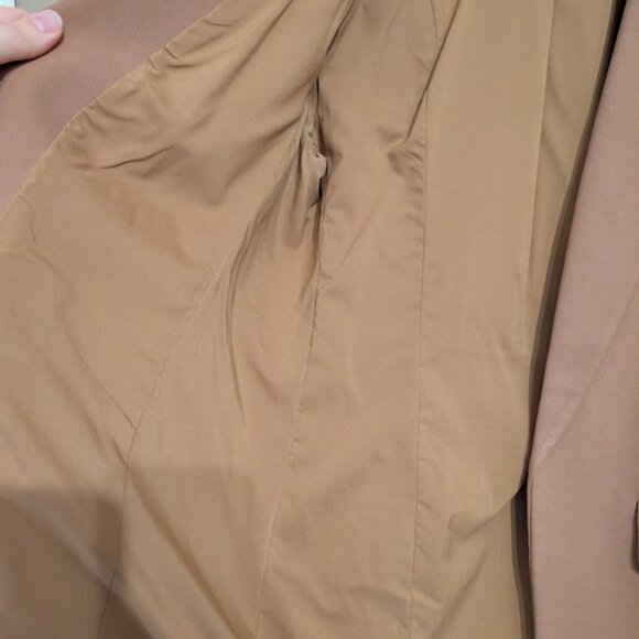 Express Columnist Open Front Peak Lapel Boyfriend Blazer Jacket Camel Tan M EUC - Picture 5 of 11